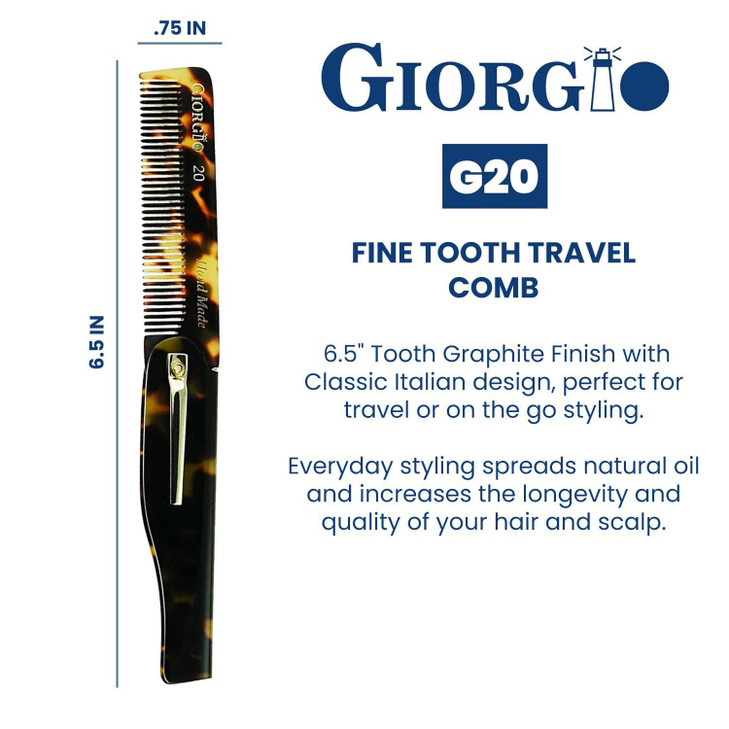 Giorgio G20 Folding Mustache and Beard Comb 65 Inch Fine Tooth Travel Comb for Everyday Styling and Hair Care Handcrafte