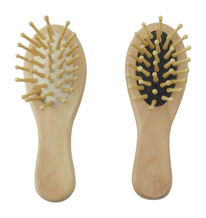 2Pack Bamboo Travel Hairbrush Set Natural Bristles for All Hair Types Gentle Scalp Massage AntiStatic Detangling Perfect