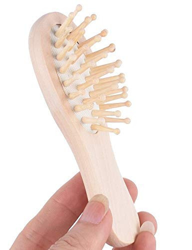2Pack Bamboo Travel Hairbrush Set Natural Bristles for All Hair Types Gentle Scalp Massage AntiStatic Detangling Perfect