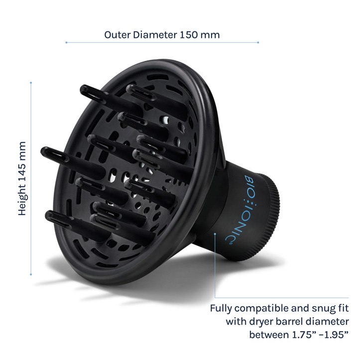 Bio Ionic Universal Diffuser FastDrying Hair Dryer Attachment for Frizz Control Shine Fits 225 Blow Dryers Professional