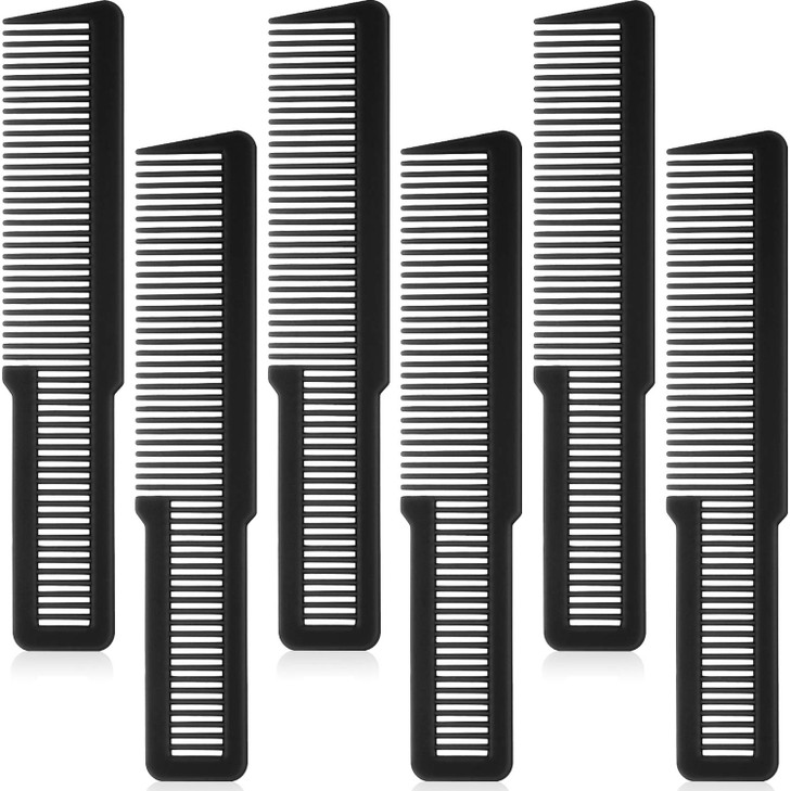 Patelai 6 Pieces Clipper Barber Comb Professional Flat Top Combs for Stylists and BarbersBlack