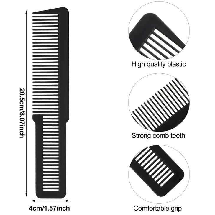 Patelai 6 Pieces Clipper Barber Comb Professional Flat Top Combs for Stylists and BarbersBlack