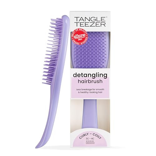 Tangle Teezer Ultimate Detangler Curly Hair Brush Dry Wet Hairbrush Reduces Frizz Breakage for 3C to 4C Curly Hair Types