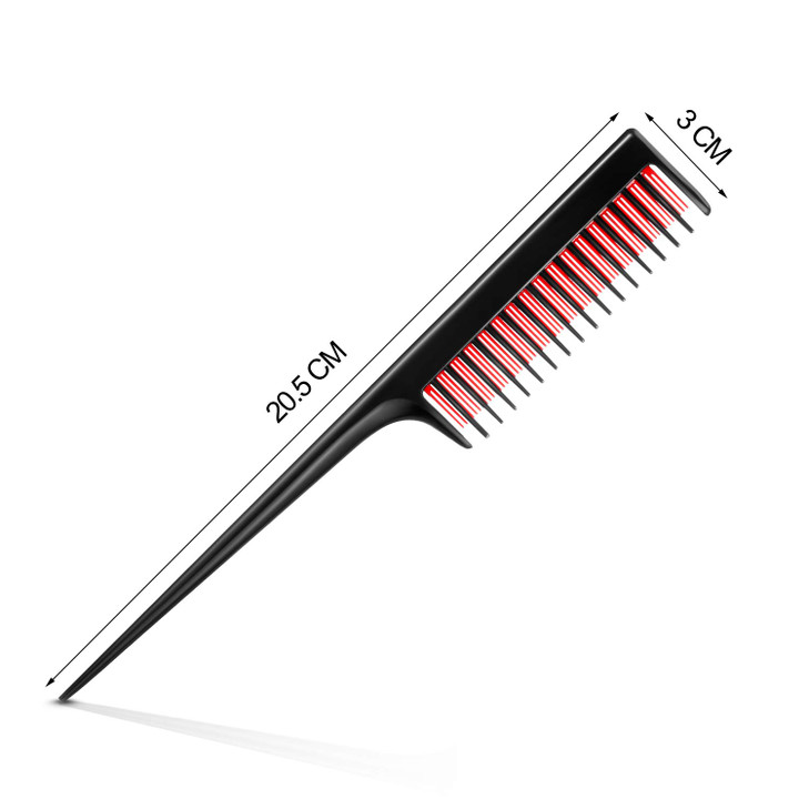 Leinuosen 3 Pcs Triple Teasing Comb for Women Plastic Rat Tail Comb Heat Resistant Pintail Tease Layer Tool for Thick Fi