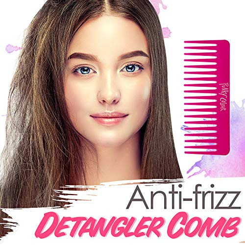 Punky Wide Tooth Comb for Women Pink Detangler Comb No Handle Hair Detangling Combs for Wet Dry Curly Hairs