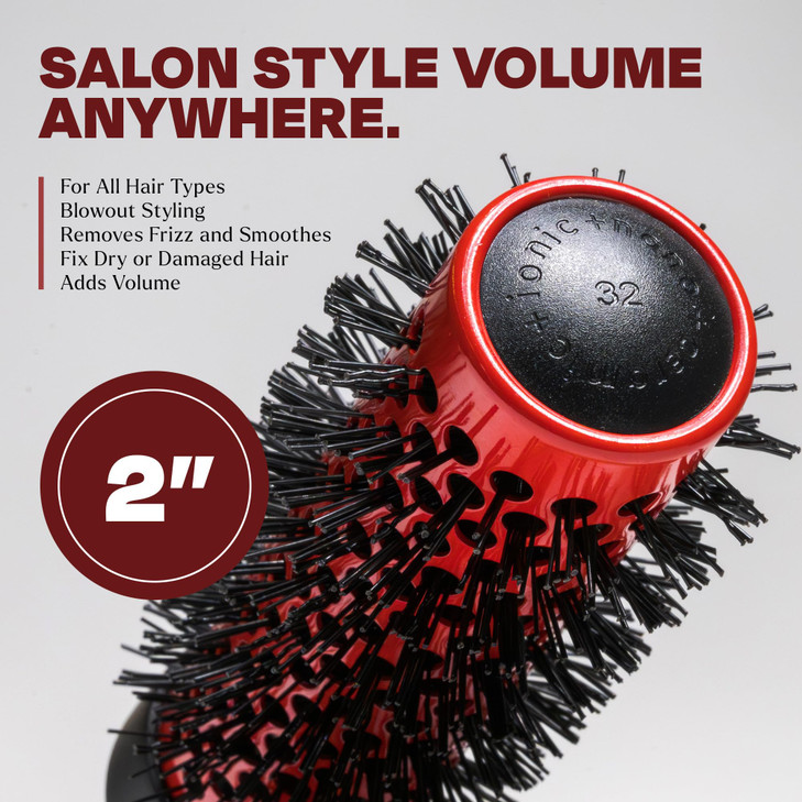 Ion Infused Ceramic Round Brush Salon Quality roller for Blow Drying Fixes Dry or Damaged Hair 2 Roller Brush for Wet Dr
