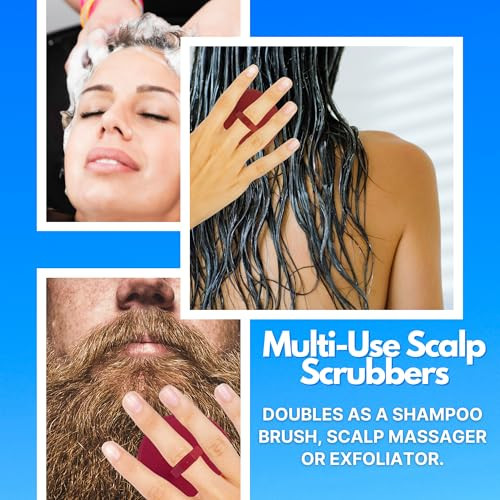 GBS Scalp Exfoliator 4 Pack Shampoo Brush Scalp Scrubber for Dandruff Removal Massager Hair Exfoliator Red Black