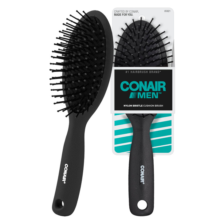 CONAIR Men Hair Brush Mens Detangler Brush for Everyday Brushing and All Hair Types Flexible Cushion Base with BallTippe