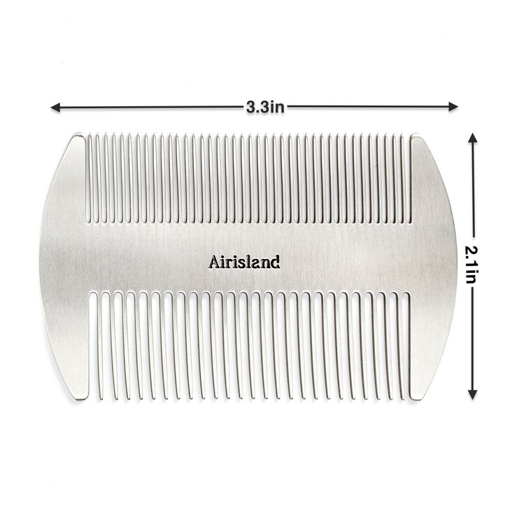 Airisland Dual Action Stainless Steel EDC Credit Card Size Wallet Comb AntiStatic Hair and Beard Comb for Men