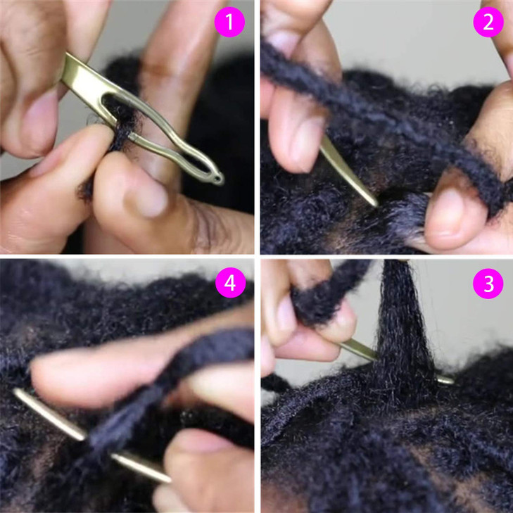 WILLBOND Dreadlock Tool for Locs Easyloc Hair Tool for Dreadlocks Interlocks or Sisterlocks Gold Silver Rainbow Color