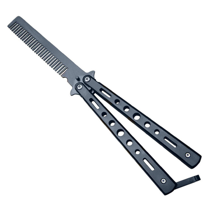 Harlorki Sport Indoor Outdoor Use Mini Portable Foldable Stainless Steel Practice Training Butterfly Comb Hair Styling T
