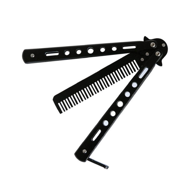 Harlorki Sport Indoor Outdoor Use Mini Portable Foldable Stainless Steel Practice Training Butterfly Comb Hair Styling T