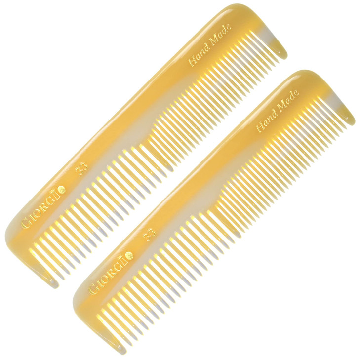Giorgio G33 Fine Tooth and Wide Tooth Pocket Comb Hair Styling Combs for Men and Women Handmade Mustache and Beard Comb