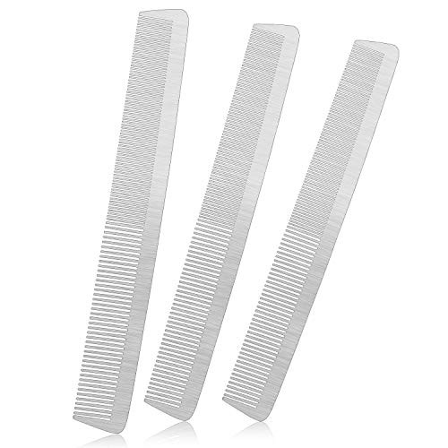 Patelai 3 Pcs Stainless Steel Metal Comb for Men Steel Fine Cutting Hair Styling Hairdressing Salon Detangler Hair Set f