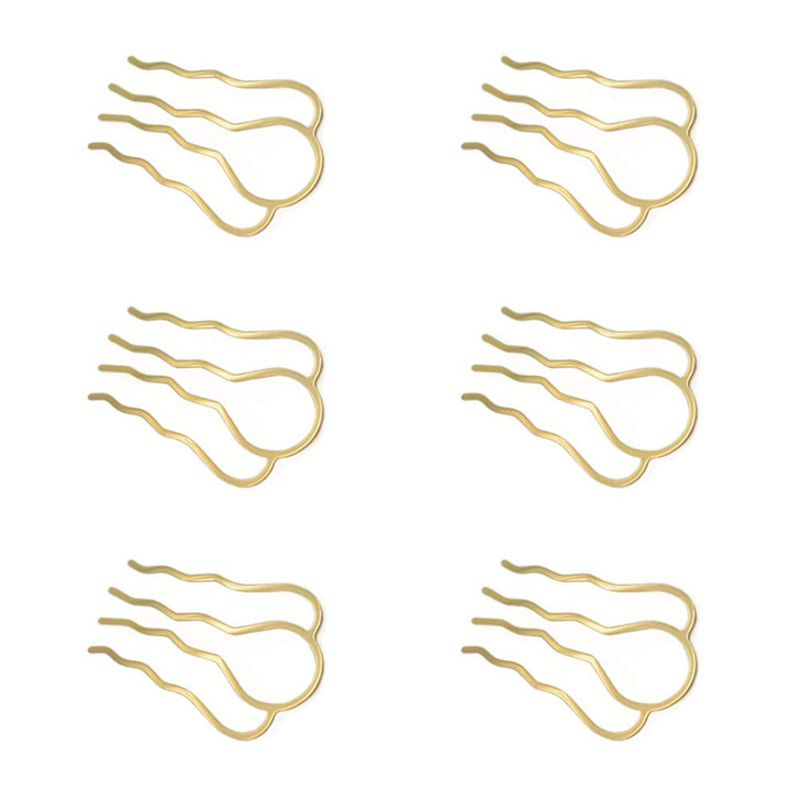 6 Pieces 4 Teeth Hair Combs Pins Brass Hair Fork Clips Hair Bun Plug Holder Hairside Comb Clip for Women Small 46 x 26mm