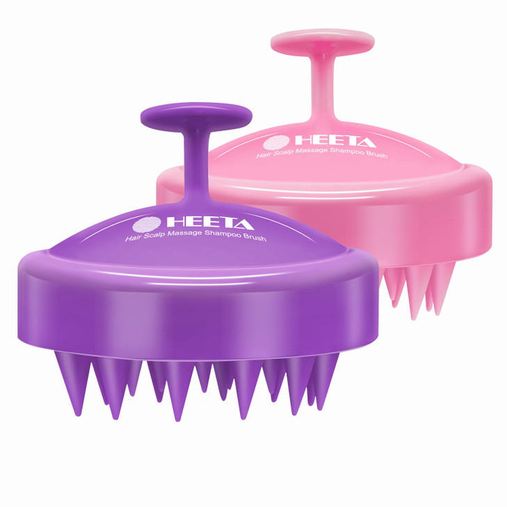 HEETA Scalp Massager Hair Growth 2Pack Soft Silicone Scalp Scrubber Shampoo Brush for Exfoliation Dandruff Removal Head