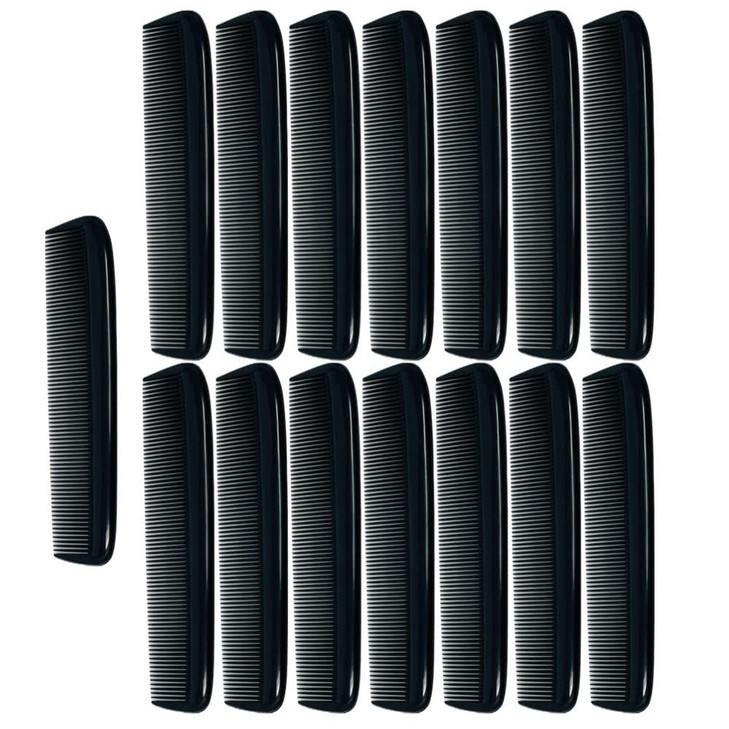 GENTS 15 for Mens Hair Black Pack Pocket Size Beard Mustache Combs Unbreakable 15 All Fine Sideburns for Travel Effortle