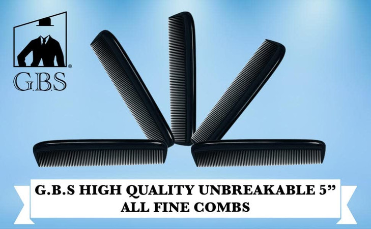 GENTS 15 for Mens Hair Black Pack Pocket Size Beard Mustache Combs Unbreakable 15 All Fine Sideburns for Travel Effortle
