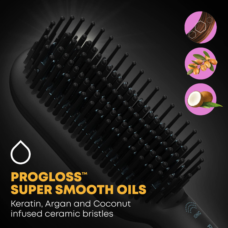 Revamp Progloss Deepform Ceramic Straightener Brush Ionic AntiFrizz Straightening Brush Ceramic Infused with Progloss Oi