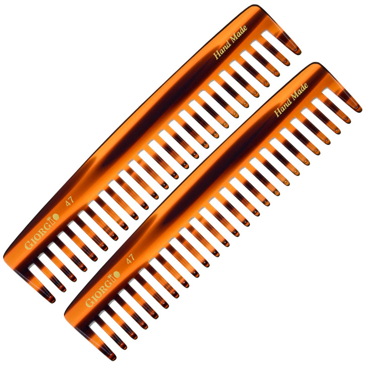 Giorgio G47 Wide Tooth Detangling Hair Comb for Thick Curly Wavy Hair Long Detangler Comb For Wet and Dry Hair Handmade