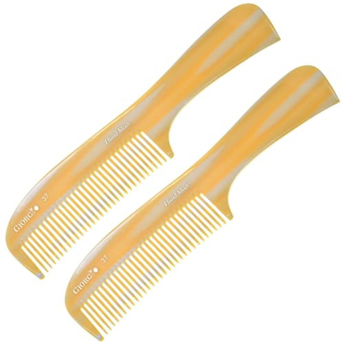 Giorgio G37 Large Coarse Detangler Comb Wide Teeth for Thick Curly or Wavy Hair For Wet and Dry Use Handmade Rake SawCut