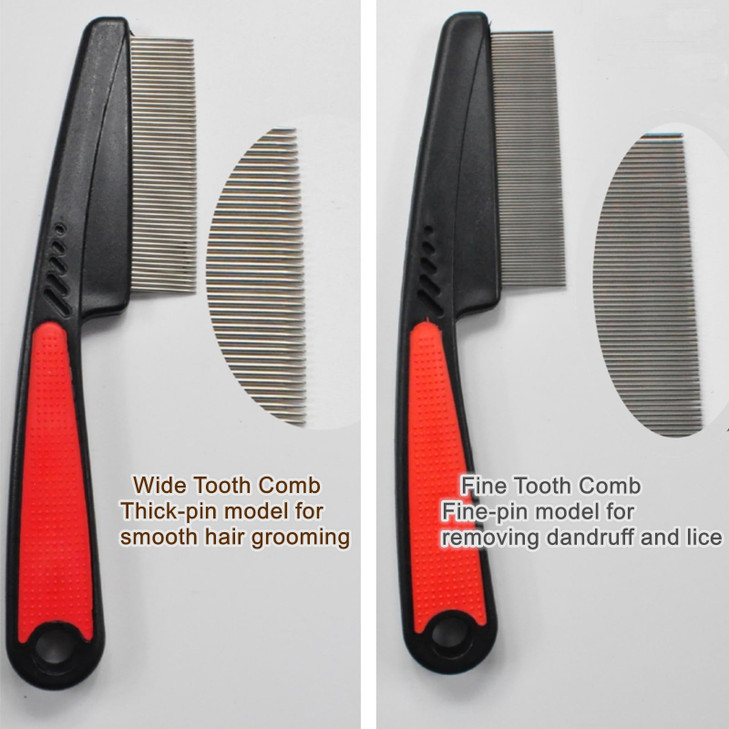 2 Pieces Stainless Steel Fine Wide Tooth Comb High Strength Teeth Hair Combs Professional Dandruff Combs Grooming Tool t