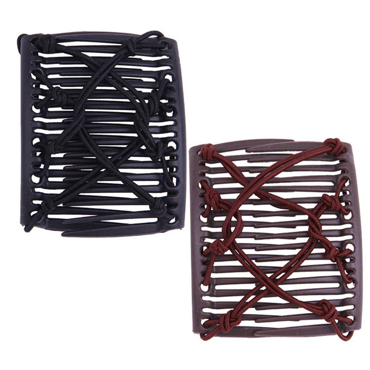 2 Pieces Adjustable Elastic Hair Comb Stretchy Plastic Double Banana Clip No Crease Pins for Women Curly Thick Wavy Hair