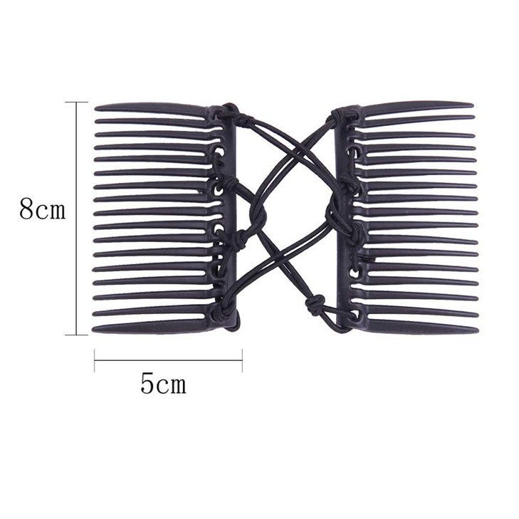 2 Pieces Adjustable Elastic Hair Comb Stretchy Plastic Double Banana Clip No Crease Pins for Women Curly Thick Wavy Hair