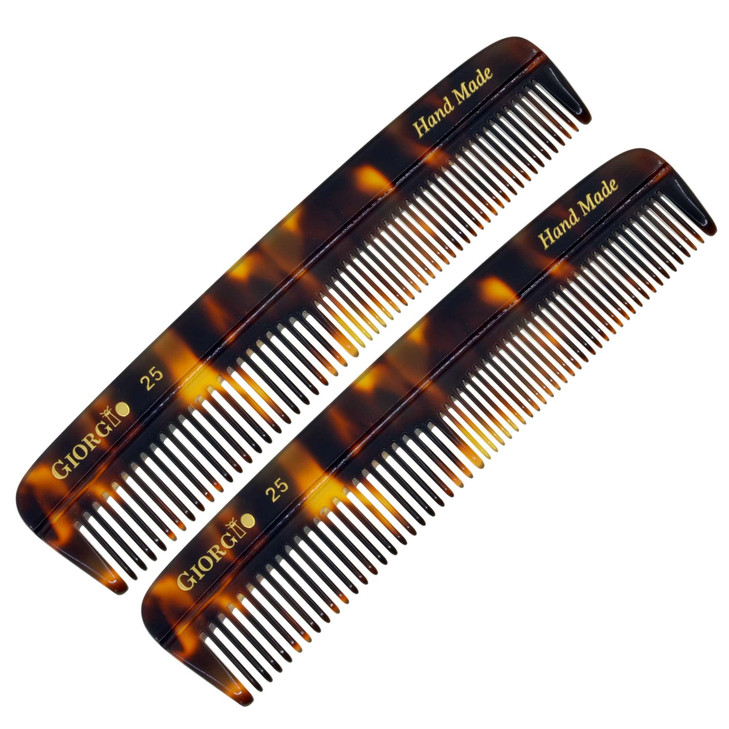 Giorgio G25 FineTooth and WideTooth Pocket Comb Hair Styling Comb for Men and Women Handmade Beard Combs for Men Barber