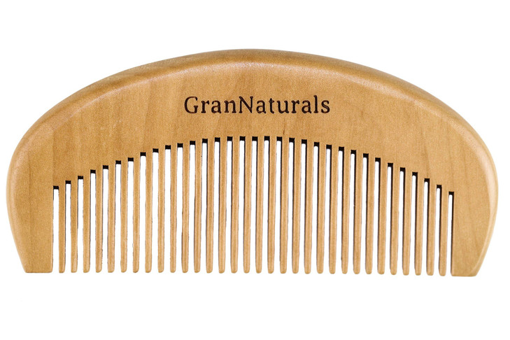 GranNaturals Wooden Comb for Detangling Styling Wet or Dry Hair Small Pocket Sized Fine Tooth Natural Wood for Curly Thi
