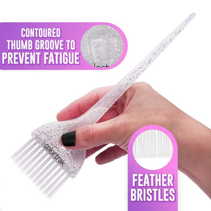 Colortrak Galaxy Glitter 2 Piece Hair Brush Set for Highlighting and Coloring Hair Sections Includes 1 25 Inch Wide Cele