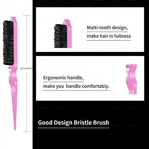 3 Pieces Hair Styling Comb Set Teasing Brush Rat Tail Comb Edge Brush for EdgeBack Brushing Combing Slicking Hair for Wo