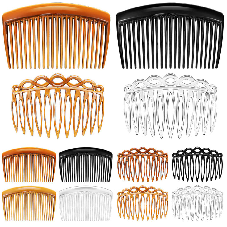 Chuangdi 24Piece French Hair Side Combs Set Plastic Twist Comb Hair Clip Accessories for Women 11 Teeth 23 Teeth 4 Color