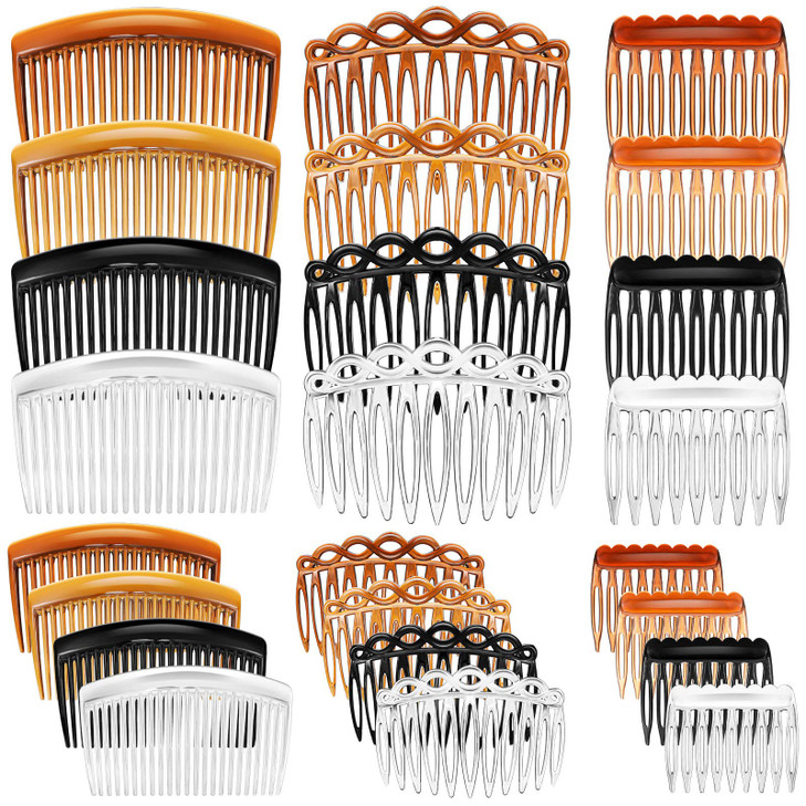 24 Pieces French Hair Side Combs Set Plastic Twist Comb Hair Clip Combs Accessories for Girls Women 911 23 Teeth Side