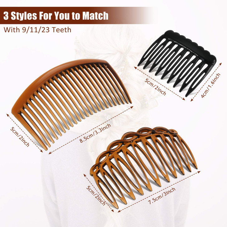 24 Pieces French Hair Side Combs Set Plastic Twist Comb Hair Clip Combs Accessories for Girls Women 911 23 Teeth Side