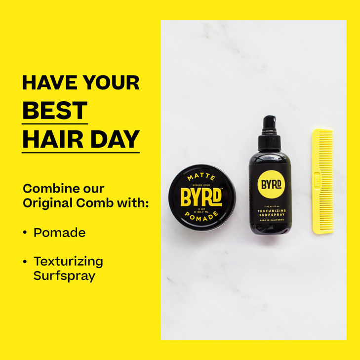 BYRD Pocket Comb Durable and Flexible Hair Comb for Hair Styling Made from Surf Fins