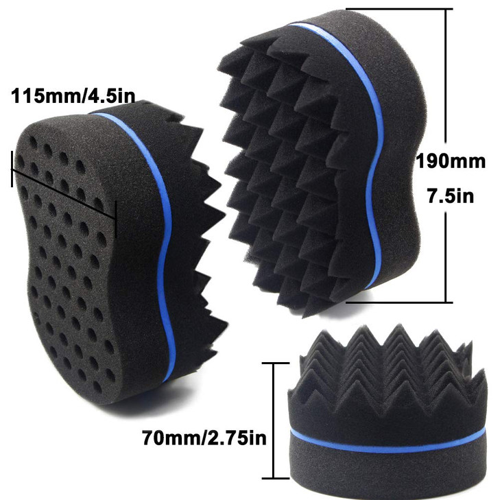 RioRand Hair Sponge Magic Barber Twist Curl Brush Sponge Dreads Locking Afro Coil CombBlue 2 Count Pack of 1