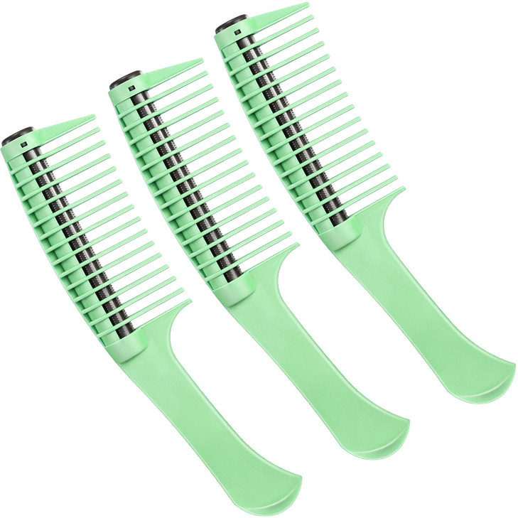 Leinuosen 3 Packs Hair Comb with Roller Detangling Comb with Roller Integrated Anti Splicing for Salon Barber Hair DyeGr