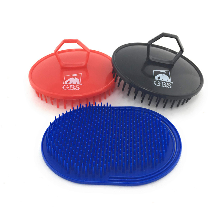 GBS Gents Scalp Massager for Hair Growth 3 Pack Premium Soft Bristle Head Scrubber with Pocket Comb Black Red Blue Hair