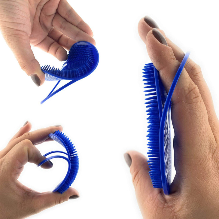GBS Gents Scalp Massager for Hair Growth 3 Pack Premium Soft Bristle Head Scrubber with Pocket Comb Black Red Blue Hair