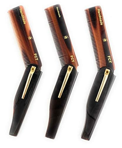 GENTS FCT Folding Pocket Combs for Men Women 3 Pack Premium Handmade AntiStatic Hair Combs Travel Size Grooming Kit for