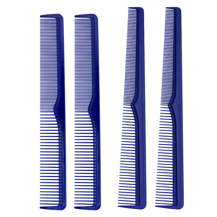 JOHNNY B Professional 4 Pack Carbon Cutting Styling Combs for Barbers AtHome Use Blue