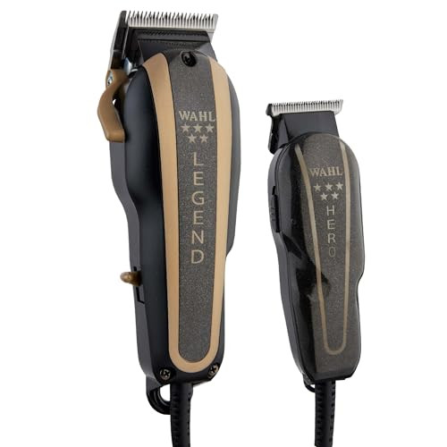 Wahl Professional 5Star Barber Combo Corded Legend Clipper Hero TBlade Trimmer Set BlackGold Finish
