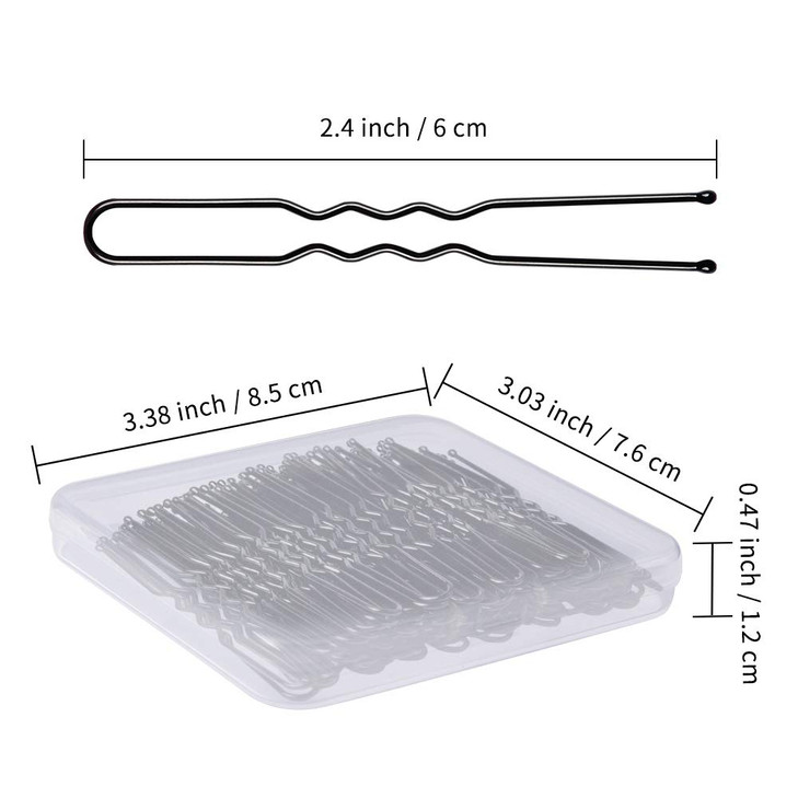 U Shaped IKOCO 24 inch Hair Pins for Womens Ballet Buns with Storage Box