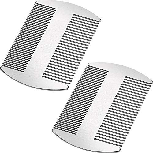 Boao 2 Pcs Metal Hair Combs for Women Men Stainless Steel Beard Mustache Comb Credit Card Size Lice Wallet Pocket Fine C