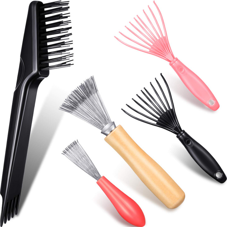 5Piece Comb Cleaner Set Rake Brush and Tool for Removing Hair Dust from Different Combs Ideal for Home and Salon Use