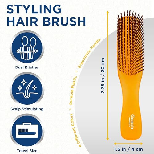 Giorgio GION1O Neon Orange 775 inch Gentle Touch Detangler Hair Brush for Men and Women Soft Bristles for Sensitive Scal