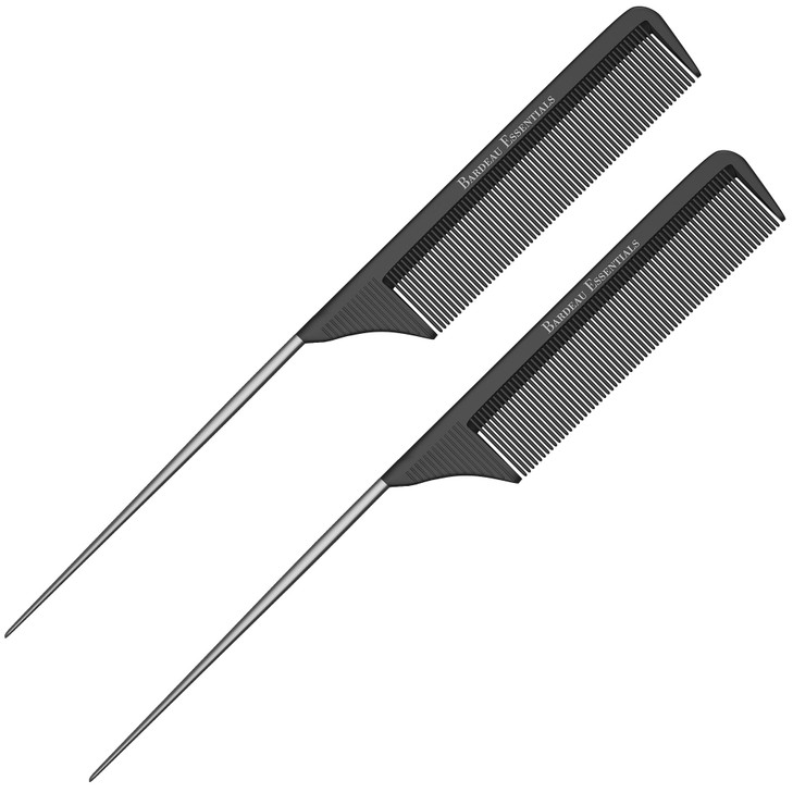 Professional 88 Inch Tail Comb 2 Pack Black Carbon Fiber And Stainless Steel Tail Comb Anti Static And Heat Resistant Li