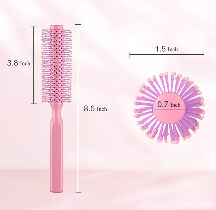 PERFEHAIR Small Round Roller Hair Brush for Womens Short Thin Hair Blow Drying with Soft Nylon BristlesWooden Handle 15