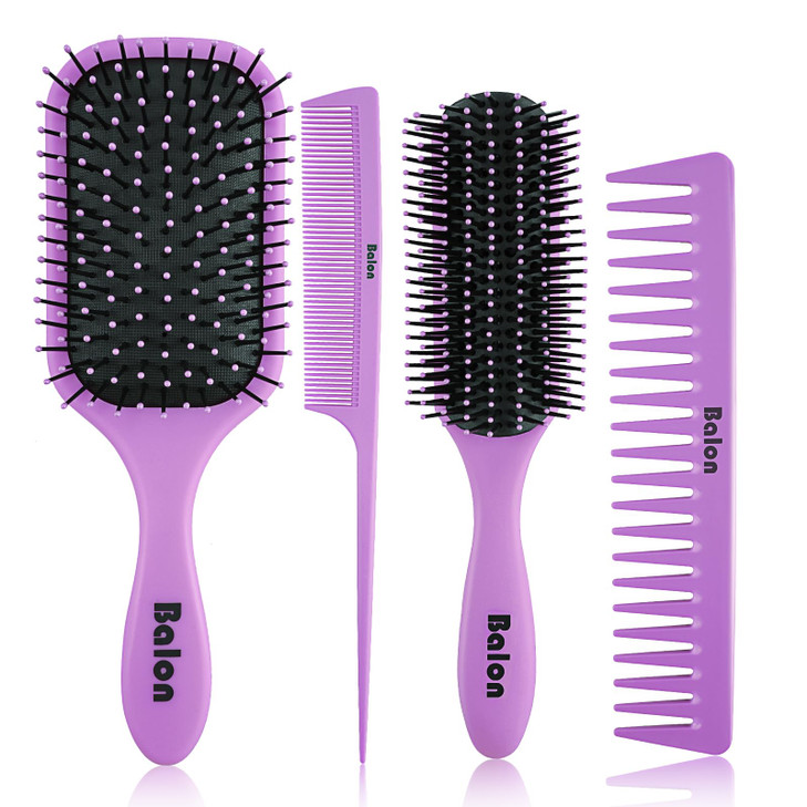 4Pcs Detangling Hair Brush Set for Women Paddle Brush for Wet or Dry No More Tangles for Straight Long Thick Curly and N